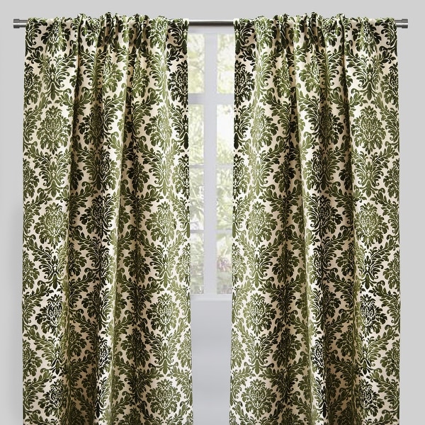 Light Sage Green Damask Curtains 63 84 96 108 120 Light Green and White Curtains Cecilia Artichoke Rod-Pocket Curtains FREE SHIPPING